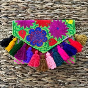 Floral embroidered crossbody bag